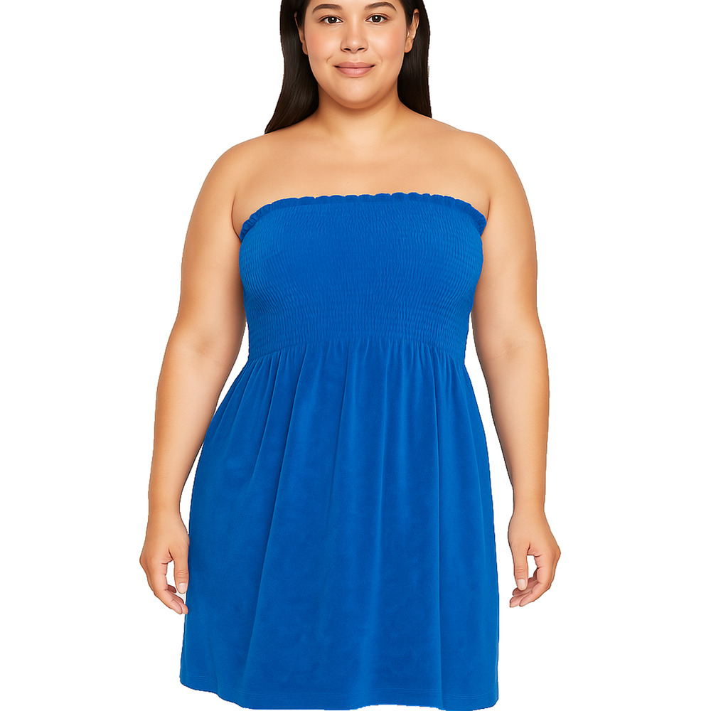 La Blanca Royal Blue Strapless Swim Coverup Dress
